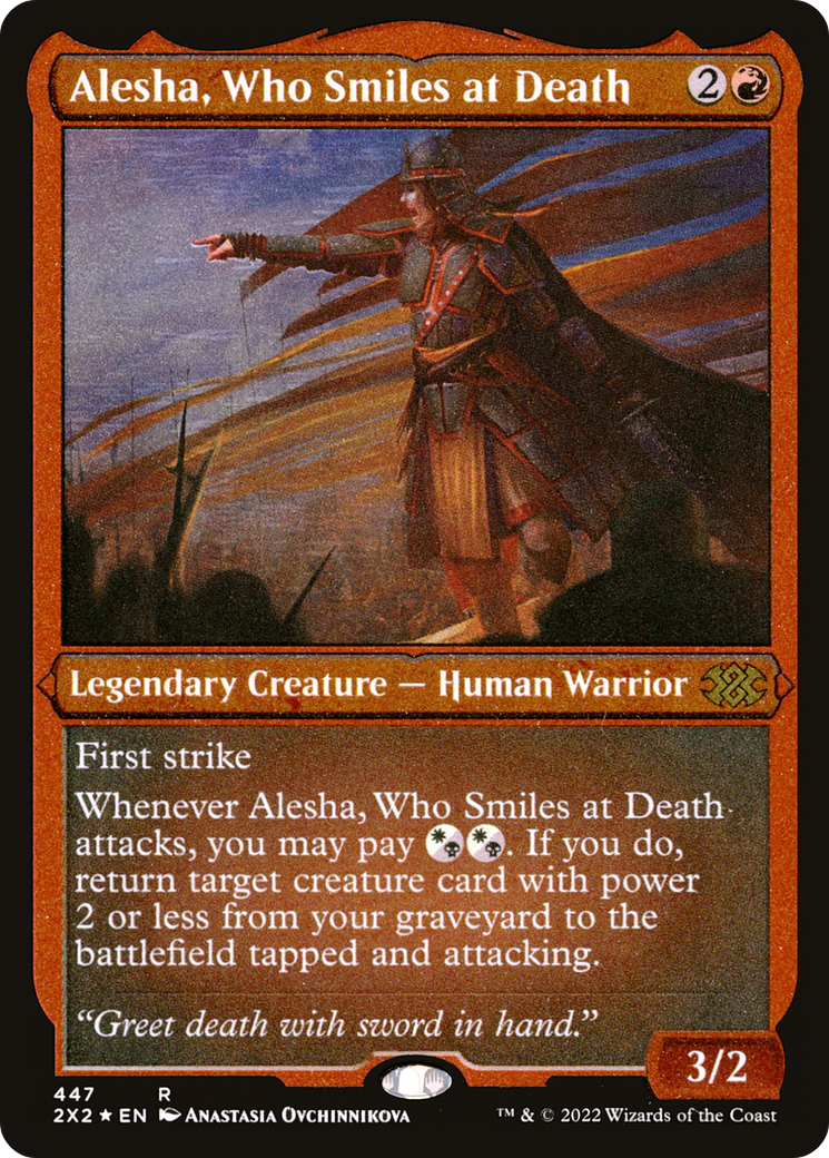 [ EF ] [FOIL] Alesha, Who Smiles at Death (Foil Etched) #447 - RARE 2X2 - Double Masters 2022