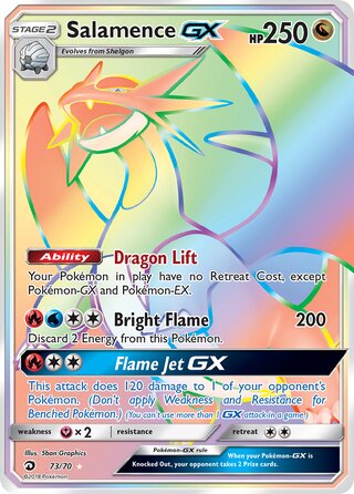 HYPER RARE Salamence GX - 73/70 - Dragon Majesty
