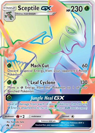 HYPER RARE Sceptile GX - 216/214 - Lost Thunder