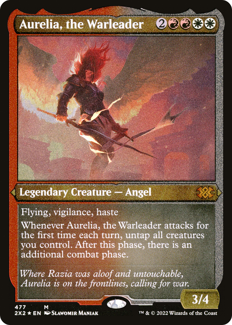 [ EF ] [FOIL] Aurelia, the Warleader (Foil Etched) #477 - MYTHIC 2X2 - Double Masters 2022