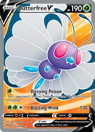 FULL ART Butterfree V - 177/189 - Ultra Rare - Darkness Ablaze