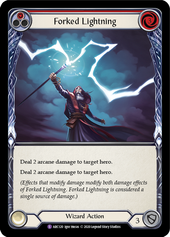 RAINBOW FOIL Forked Lightning - ARC120 - Super Rare Arcane Rising Unlimited
