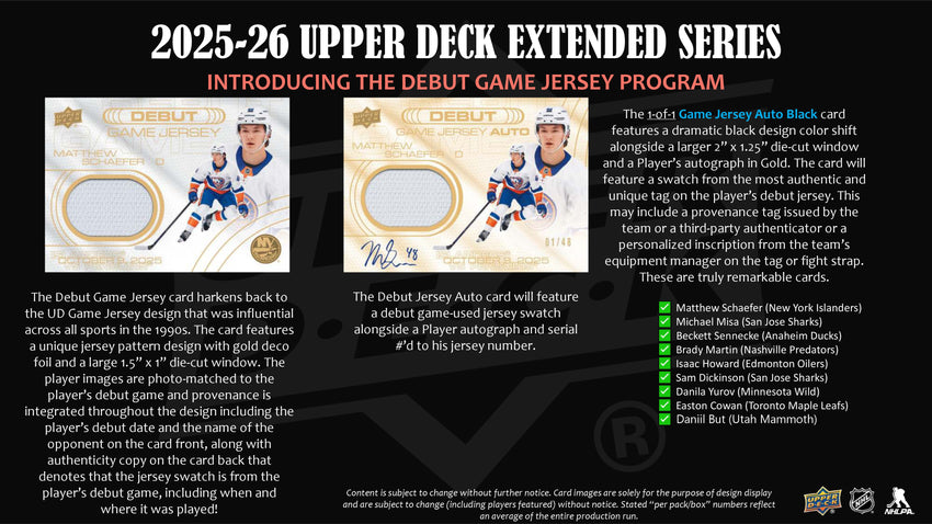 2025-26 Upper Deck Extended Series Hockey 4-Pack Blaster Box (Pre Order)