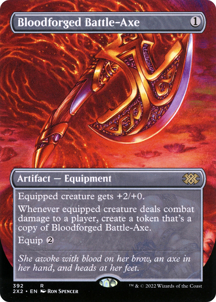 [ BL ] [FOIL] Bloodforged Battle-Axe (Borderless) #392 - RARE 2X2 - Double Masters 2022