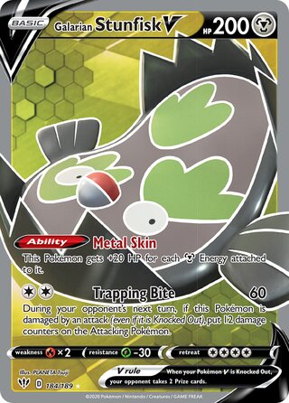 FULL ART Galarian Stunfisk V - 184/189 - Ultra Rare - Darkness Ablaze