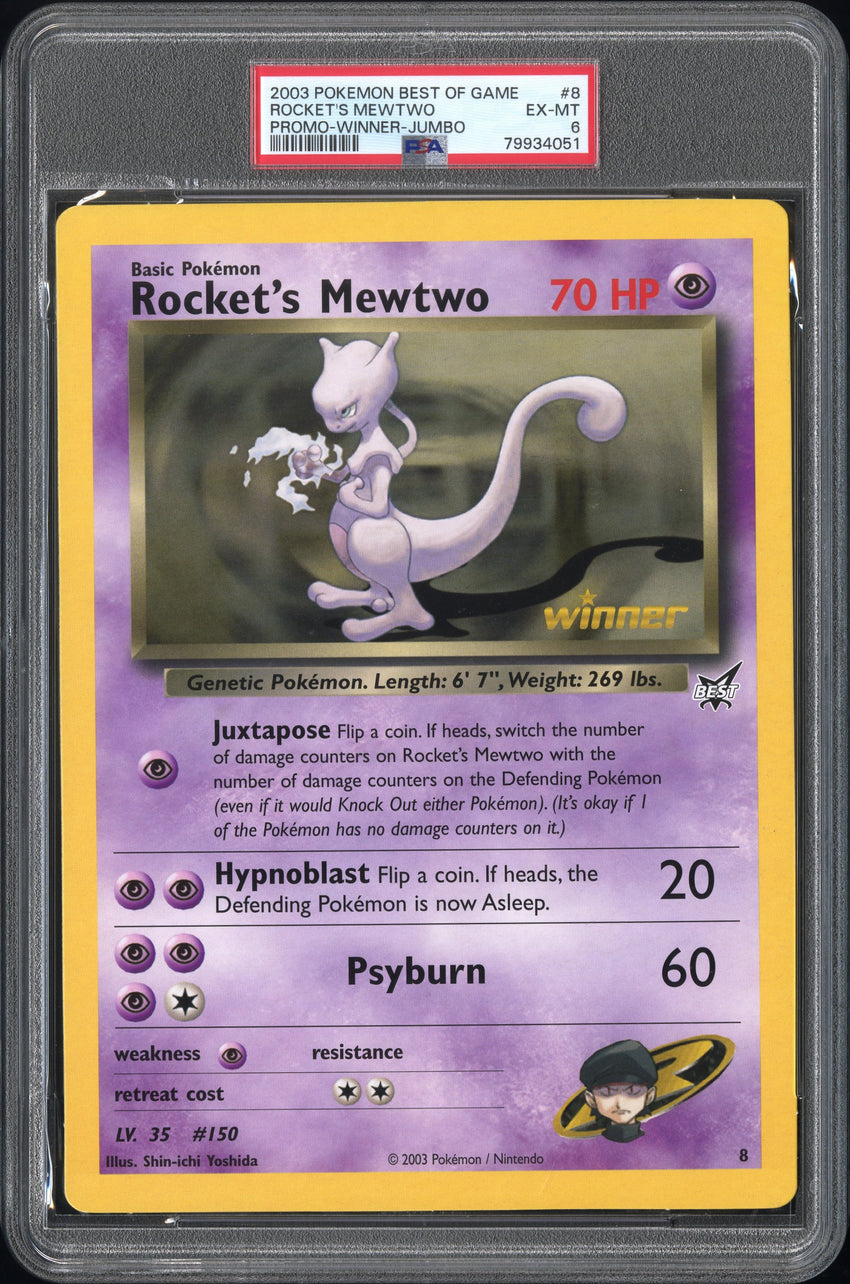 PSA 6 JUMBO Rocket's Mewtwo Winner #8 - 2003 Pokemon Best of Game Promo 051