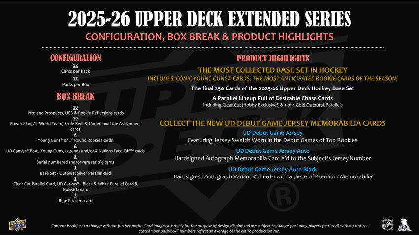 2025-26 Upper Deck Extended Series Hockey Hobby Box (Pre Order)