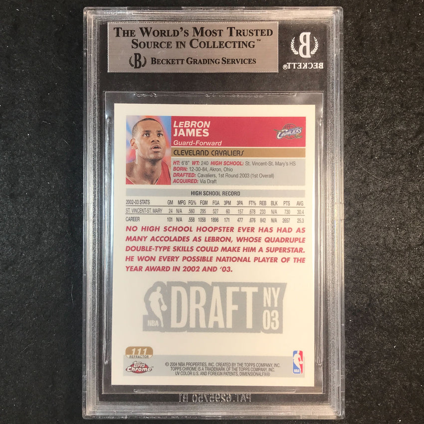 2003-04 Topps Chrome LEBRON JAMES Rookie Refractor #111 BGS 9 (867)