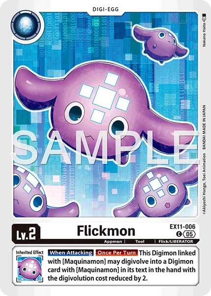 PLAYSET (4) 4x Flickmon (EX11-006) Common - Digimon Dawn of Liberator