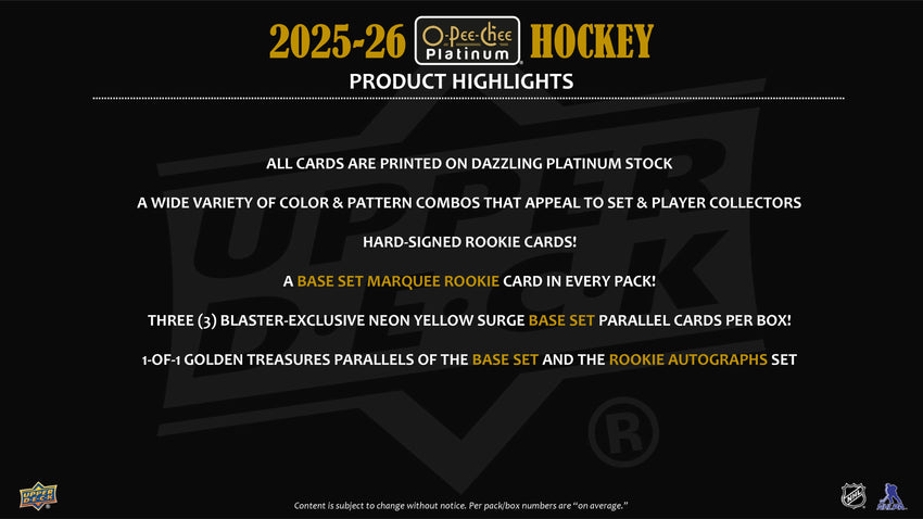 2025-26 Upper Deck O-Pee-Chee Platinum Hockey Blaster Box (Pre Order)