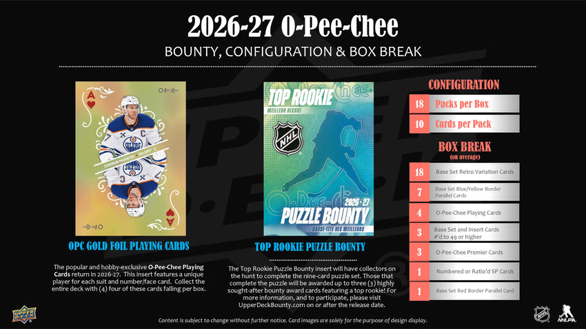 2026-27 Upper Deck O-Pee-Chee Hockey Hobby Box (Pre Order)