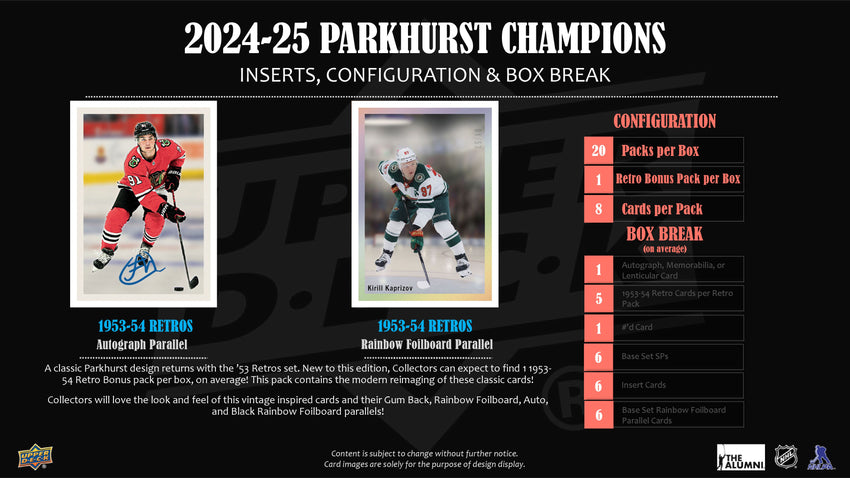 2024-25 Upper Deck Parkhurst Champions Hockey Hobby Box