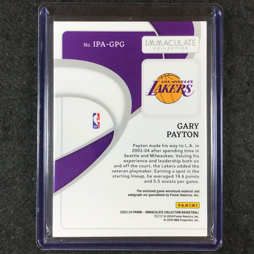 2023-24 Immaculate GARY PAYTON Patch Autograph Swoosh Tag Relic 1/2