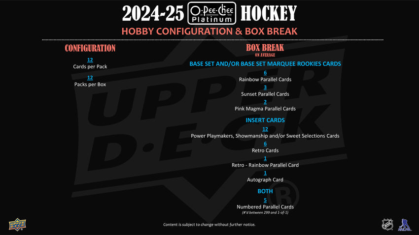 2024-25 Upper Deck O-Pee-Chee Platinum Hockey Hobby Box