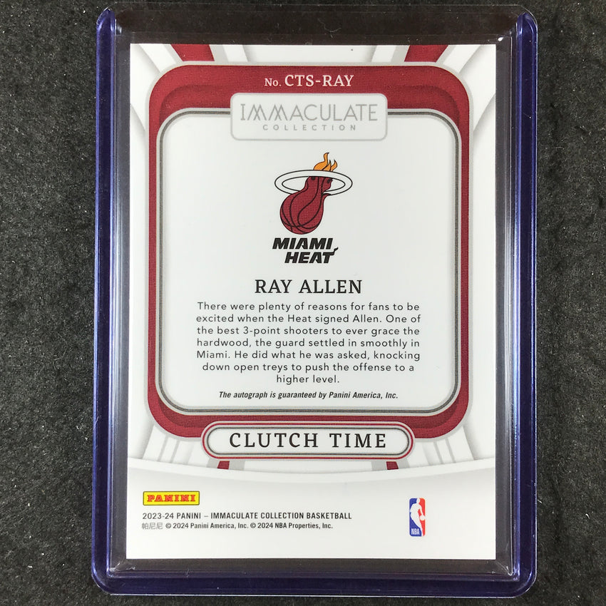 2023-24 Immaculate RAY ALLEN Clutch Time Signatures Acetate Auto 23/99