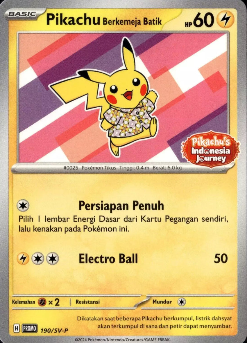 SEALED Pikachu Wearing a Batik Shirt  - 190/SV-P Pikachu's Indonesia Journey Promo