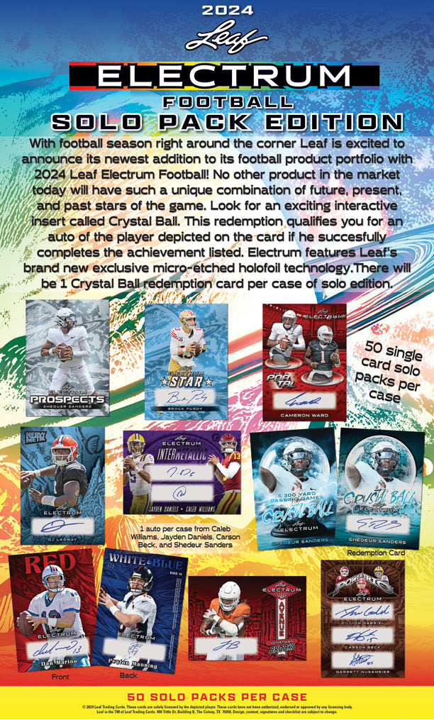 2024 Leaf Electrum Football Solo Edition Hobby Pack