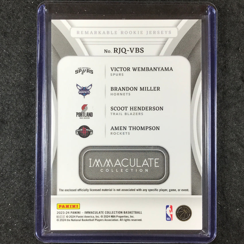 2023-24 Immaculate WEMBANYAMA MILLER SCOOT AMEN Rookie Quad Jersey 5/25