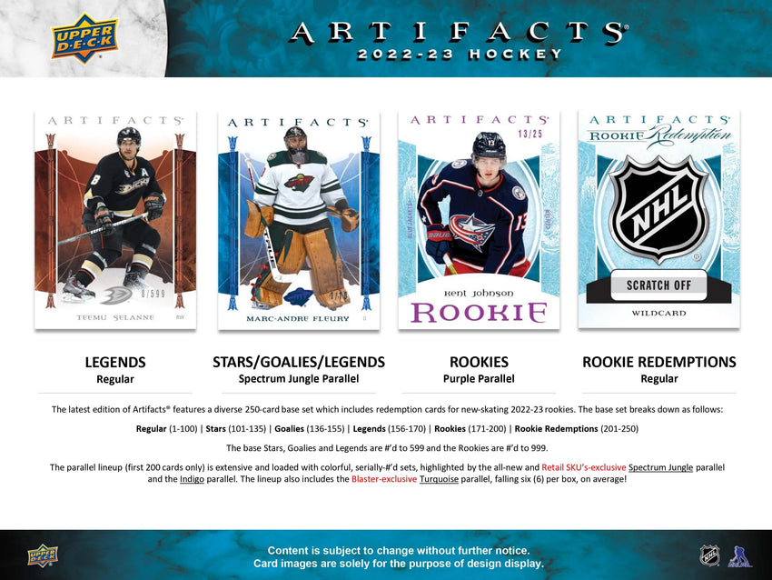 2022-23 Upper Deck Artifacts Hockey Retail 7-Pack Blaster Box-Cherry Collectables