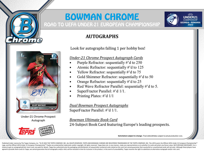 2022 Bowman Chrome Road To UEFA Under-21 European Championship Hobby Box