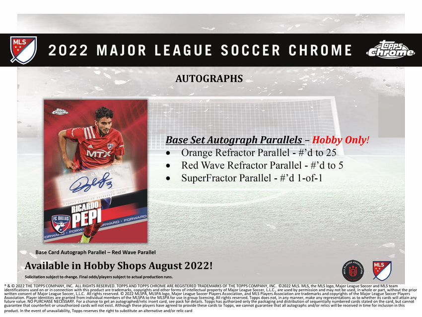 2022 Topps MLS Major League Soccer Chrome Hobby Box