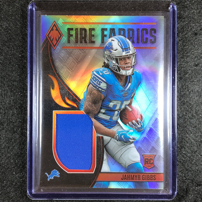2023 Phoenix Football Jahmyr Gibbs Fire Fabrics Rookie Jersey Silver 70/150