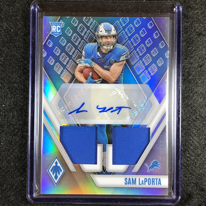 2023 Phoenix Football Sam Laporta Rookie Auto Dual Jersey Silver 169/199