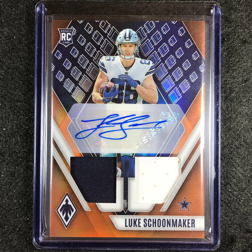 2023 Phoenix Football Luke Schoonmaker Rookie Auto Dual Jersey Orange 32/125