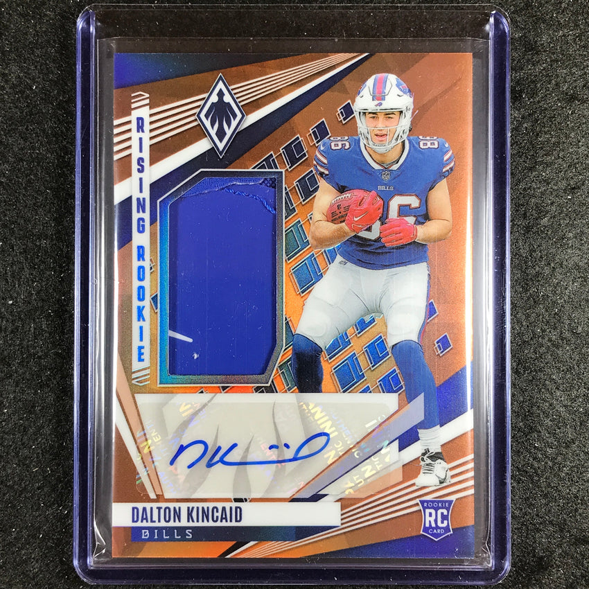 2023 Phoenix Football Dalton Kincaid Rising Rookie Glove Relic Auto Orange 98/99