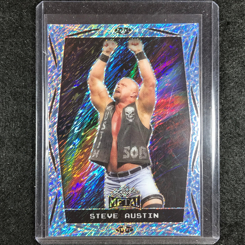 2024 Leaf Metal Legends Steve Austin Base Light Blue Diagonal Shimmer 6/8 No 45