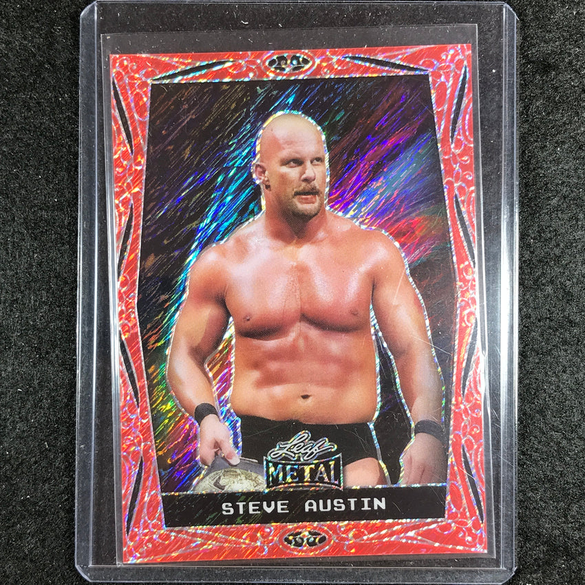 2024 Leaf Metal Legends Steve Austin Base Red Diagonal Shimmer 2/7 No 41