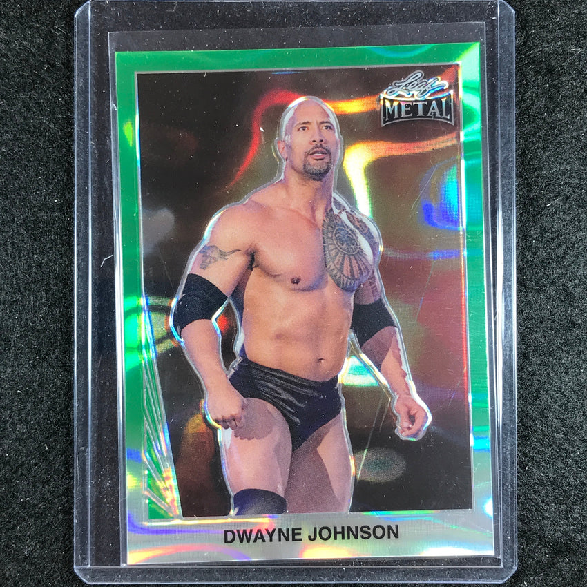 2024 Leaf Metal Legends Dwayne Johnson 1990 Leaf Green Lava 3/5 No 6