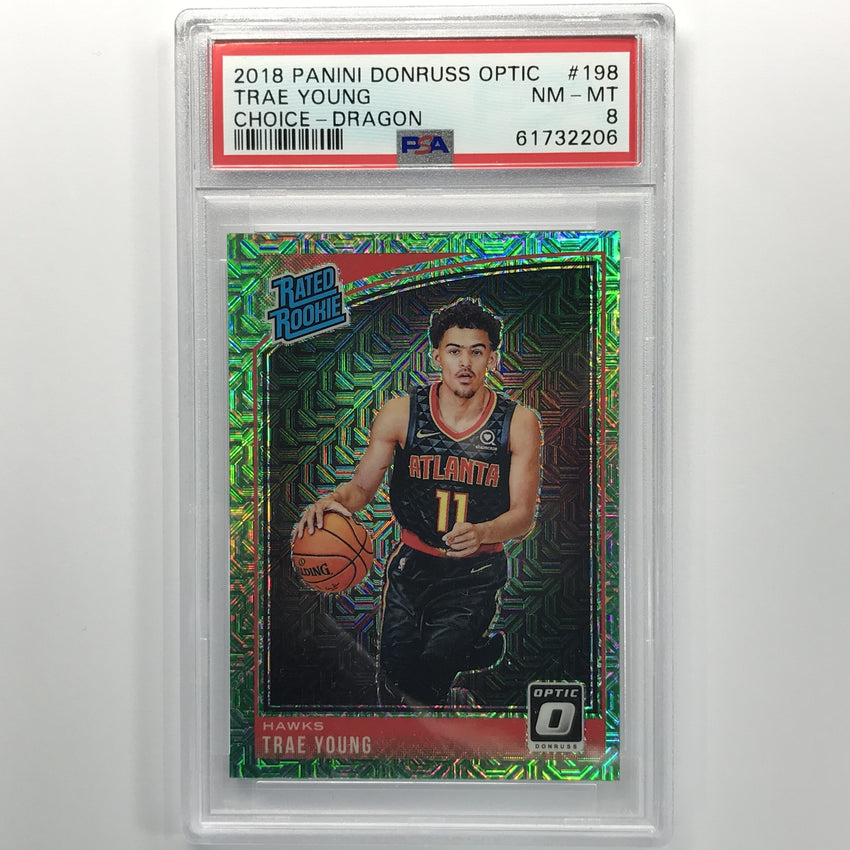 2018-19 Donruss Optic Trae Young Choice Rated Rookie Dragon No 198 PSA 8 206