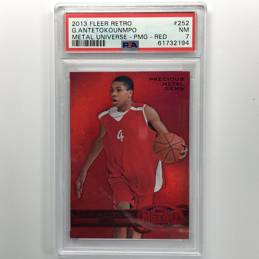 2013-14 Fleer Giannis Antetokounmpo Precious Metal Gems Pmg Red 72/150 PSA 7