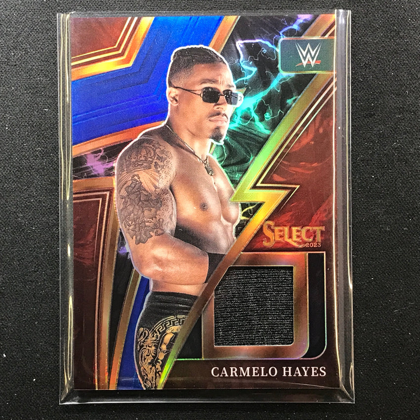 2023 Select Wwe Carmelo Hayes Sparks Memorabilia Relic Blue 36/49