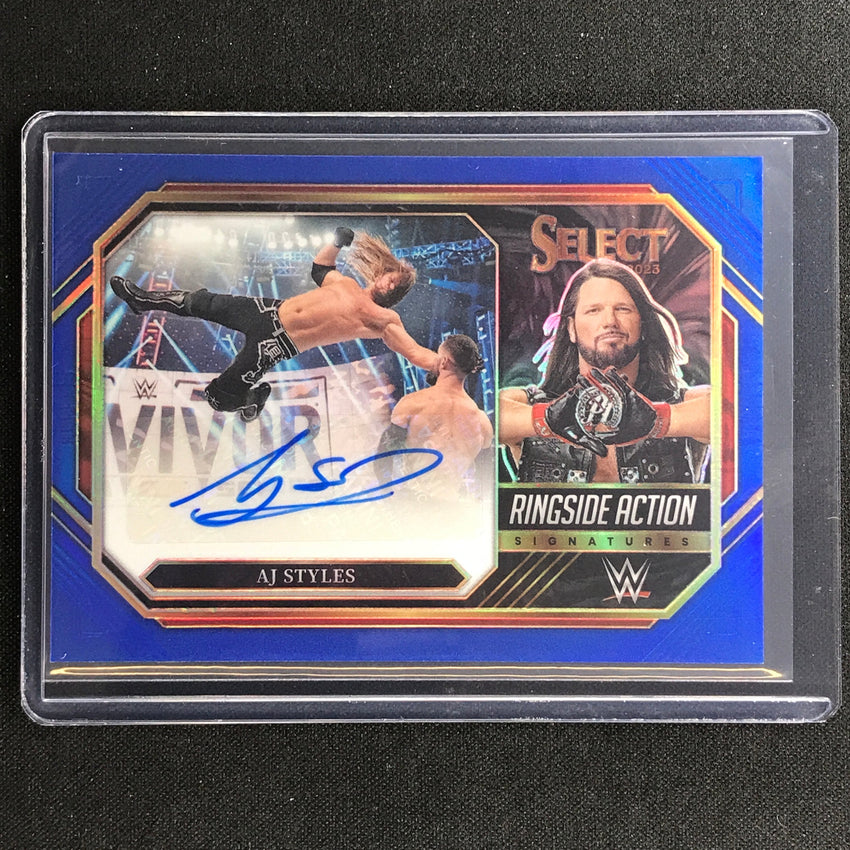 2023 Select Wwe Aj Styles Ringside Action Signatures Auto Blue 7/49