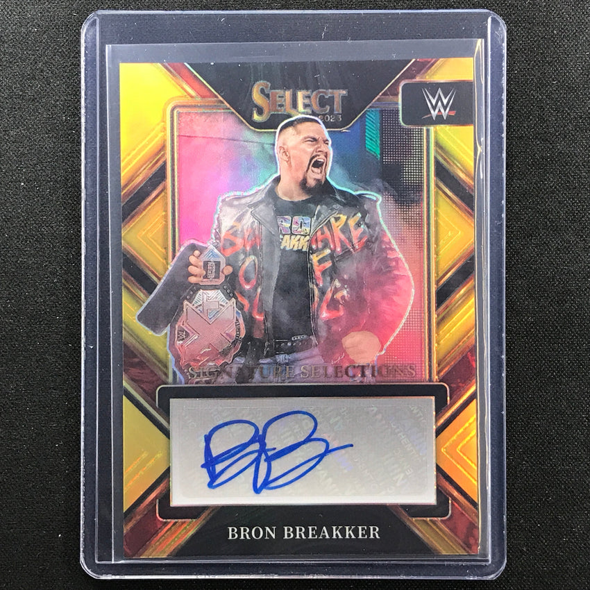 2023 Select Wwe Bron Breakker Signature Selections Auto Gold Prizm 2/10