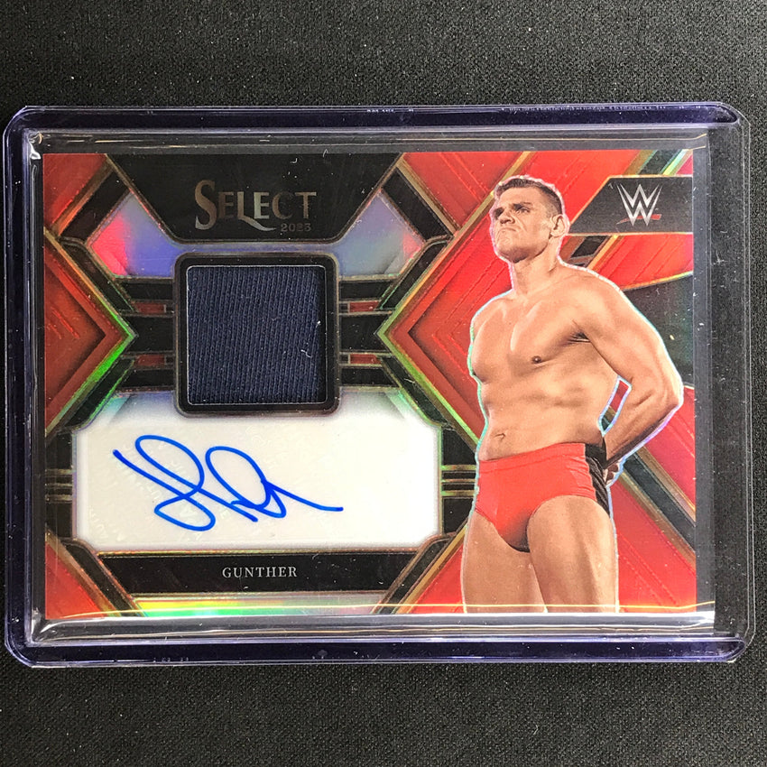 2023 Select Wwe Gunther Autographed Memorabilia Relic Auto Red 18/49