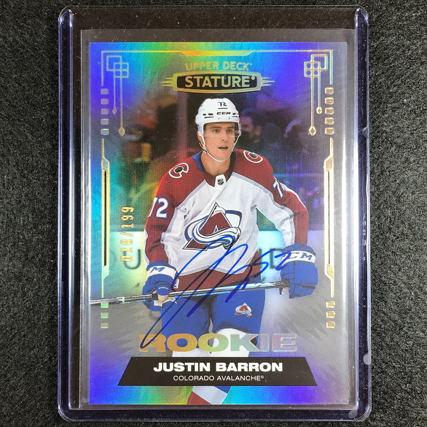 2021-22 Stature Nhl Justin Barron Base Rookie Autographs Silver Auto 18/199