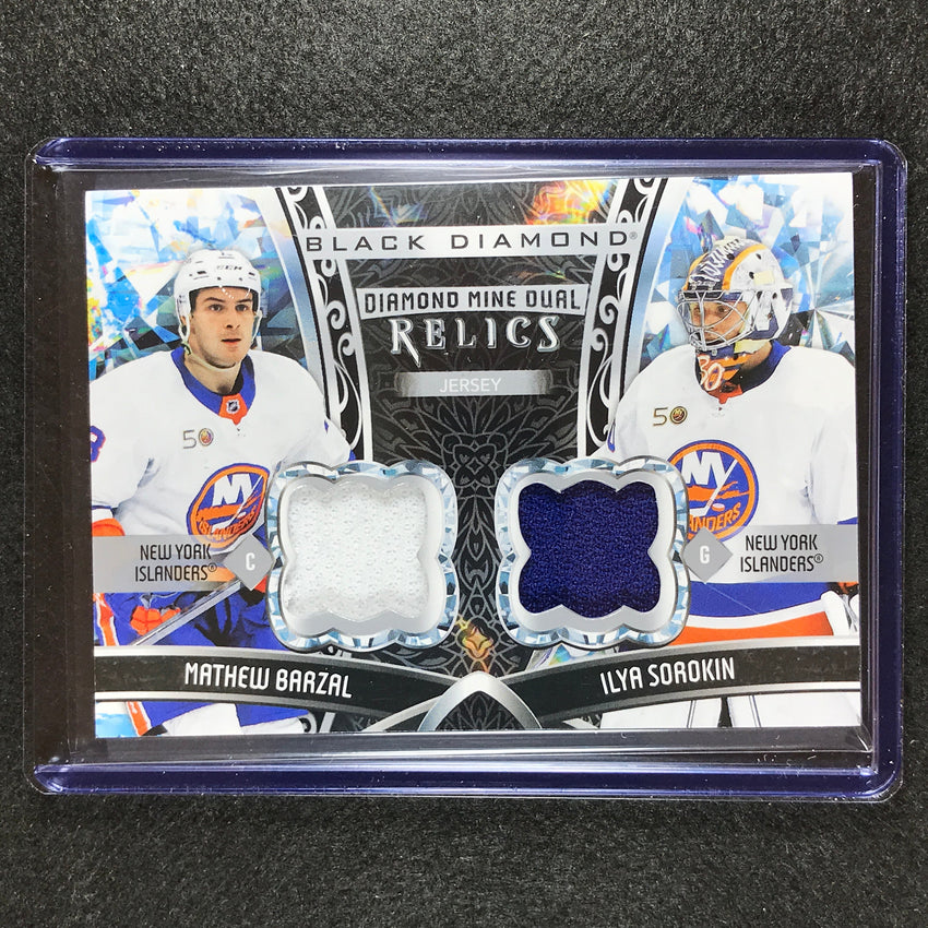 2022-23 Black Diamond NHL MATHEW BARZAL ILYA SOROKIN Diamond Mine Dual Relic #BS
