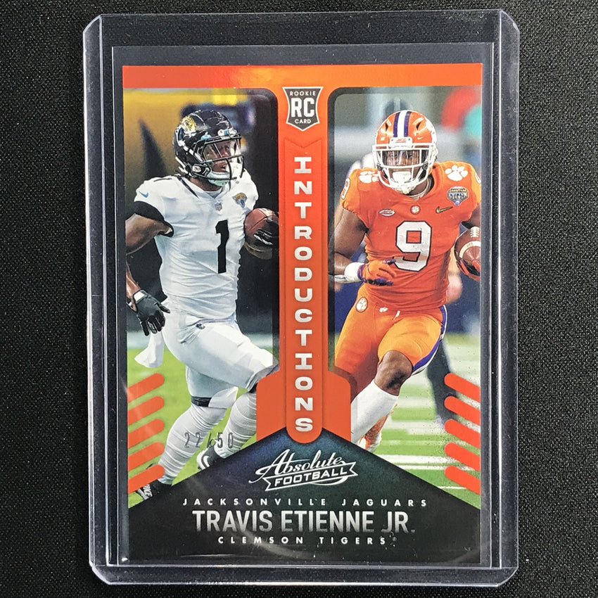 2021 Absolute Travis Etienne Jr. Introductions Rookie Spectrum Orange 22/50