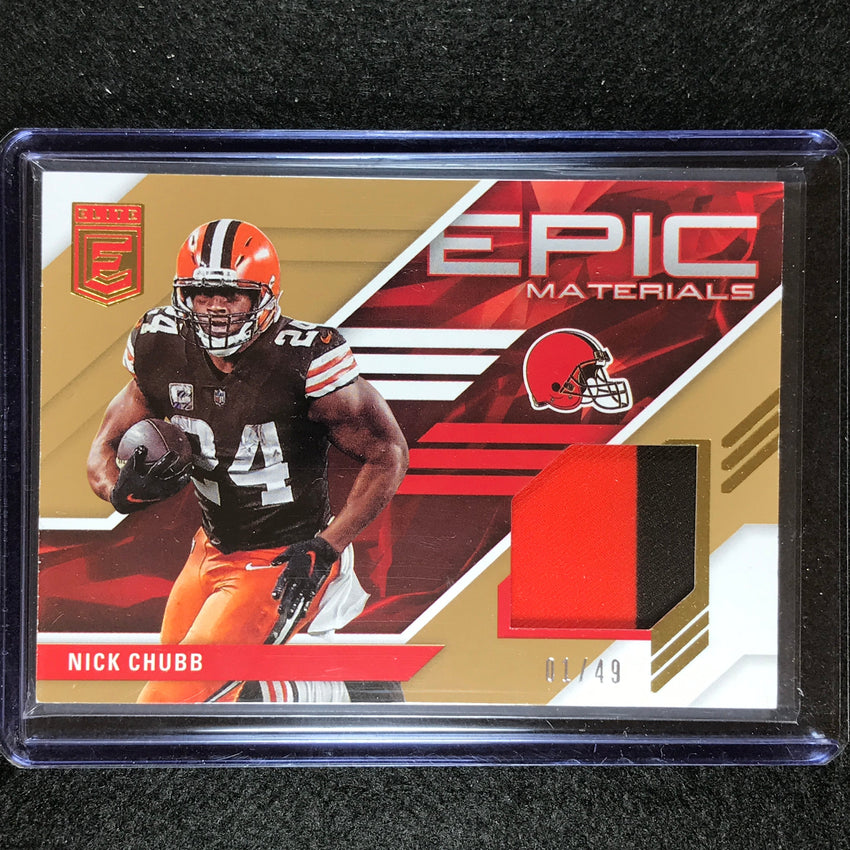 2023 Donruss Elite Nfl Nick Chubb Epic Materials Patch Gold 1/49
