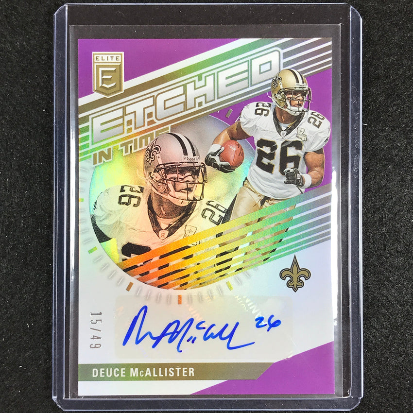 2023 Donruss Elite Nfl Deuce Mcallister Etched In Time Auto Purple 15/49