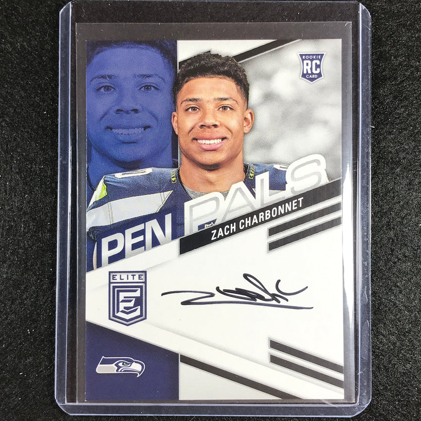 2023 Donruss Elite Nfl Zach Charbonnet Pen Pals Rookie Auto Black Ink No Ppzch