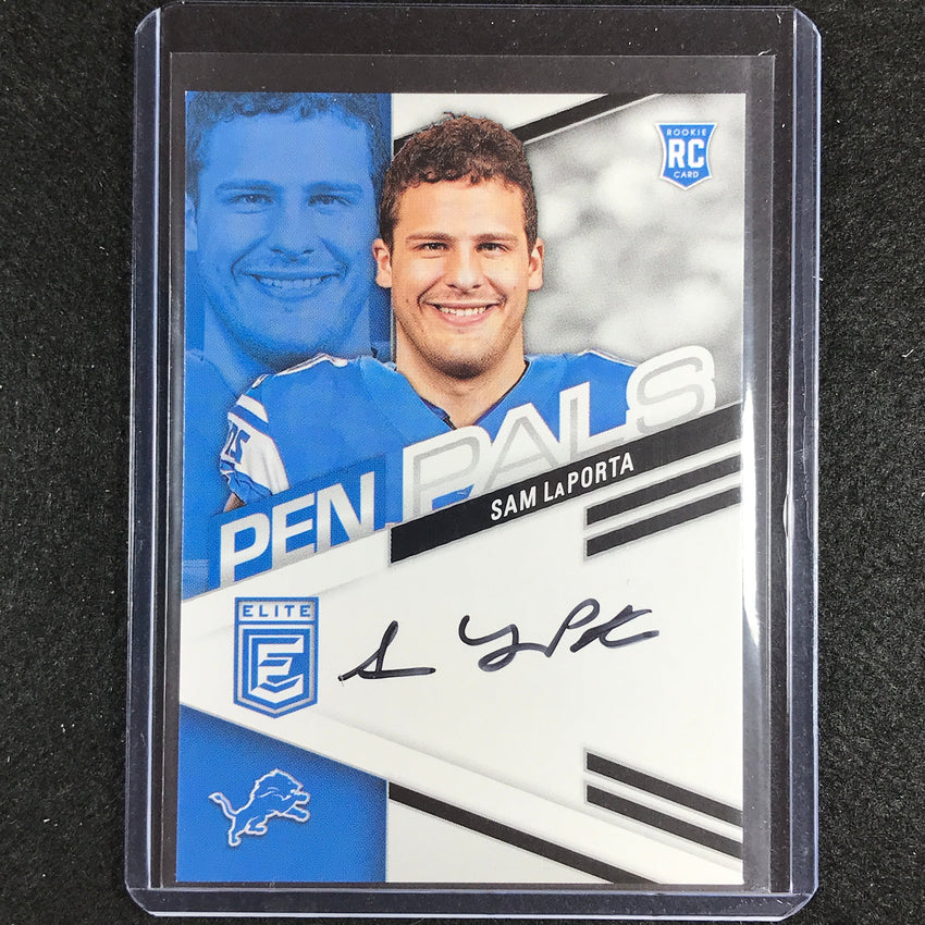 2023 Donruss Elite Nfl Sam Laporta Pen Pals Rookie Auto Black Ink No Ppsam