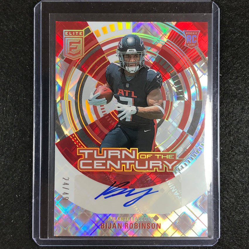 2023 Donruss Elite Nfl Bijan Robinson Turn Of The Century Rookie Auto Red 24/49