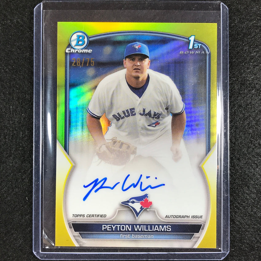 2023 Bowman Chrome Mlb Peyton Williams 1st Bowman Prospect Auto Yellow 28/75