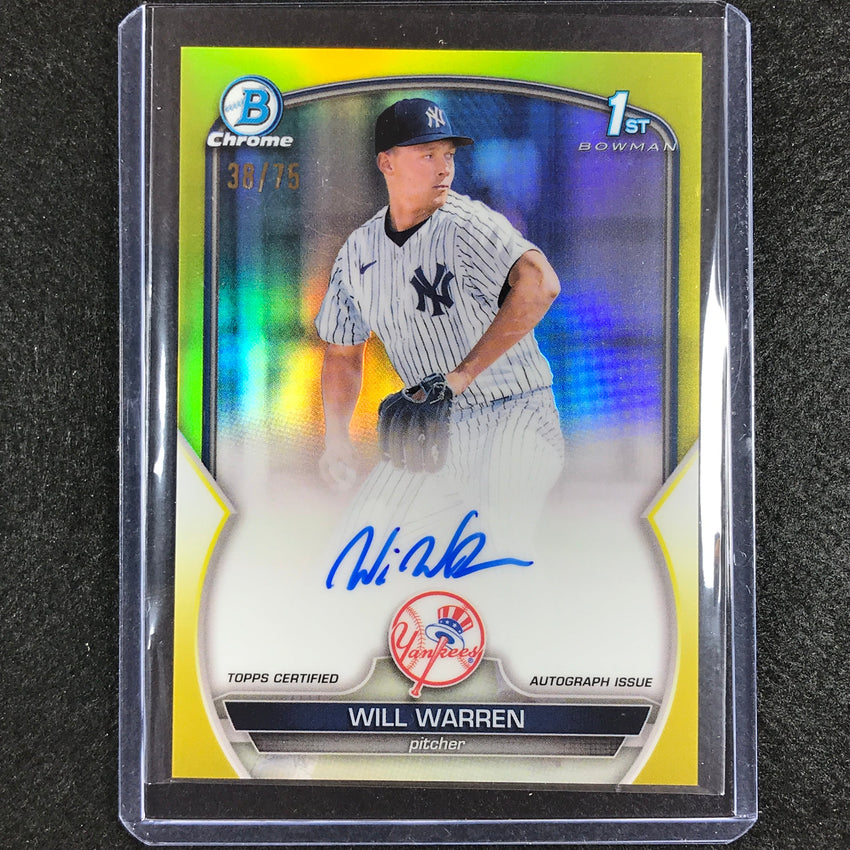 2023 Bowman Chrome Mlb Will Warren 1st Bowman Prospect Auto Yellow 38/75
