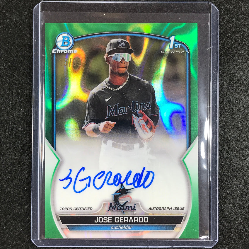 2023 Bowman Chrome Mlb Jose Gerardo 1st Bowman Prospect Auto Green Lava 15/99
