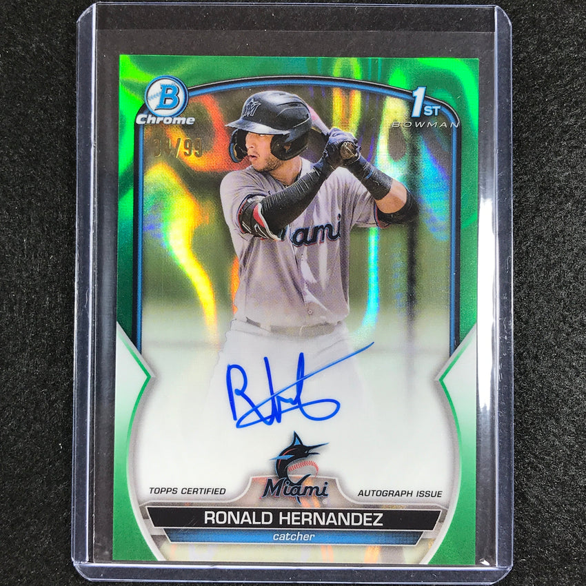 2023 Bowman Chrome Mlb Ronald Hernandez 1st Prospect Auto Green Lava 34/99